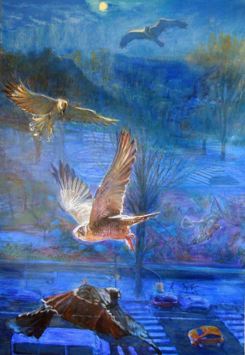 Nightbirds 48 x 34 in oil canvas 2017